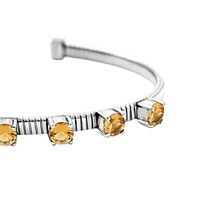 EverTrue Brazilian Citrine 4.00 ctw Cuff Bracelet in Stainless Steel (7.25 In)
