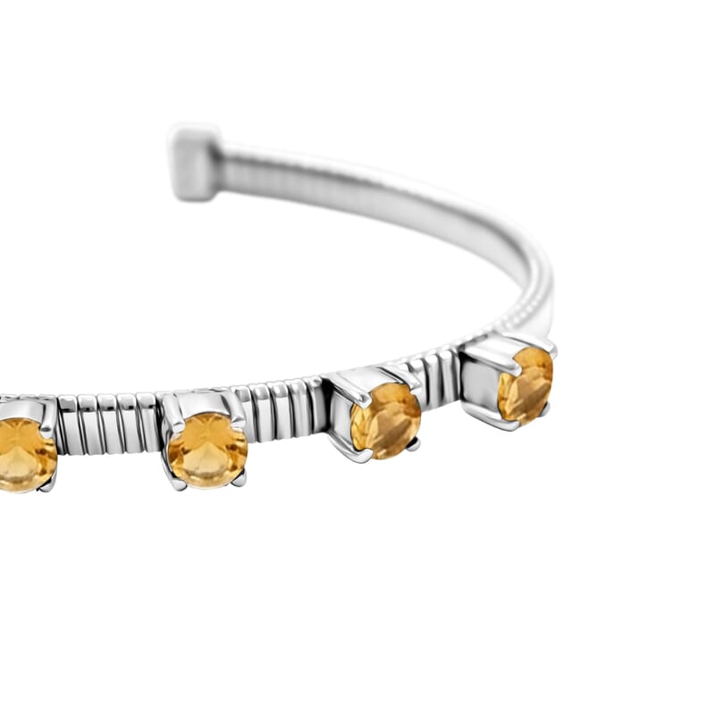 EverTrue Brazilian Citrine 4.00 ctw Cuff Bracelet in Stainless Steel (7.25 In)