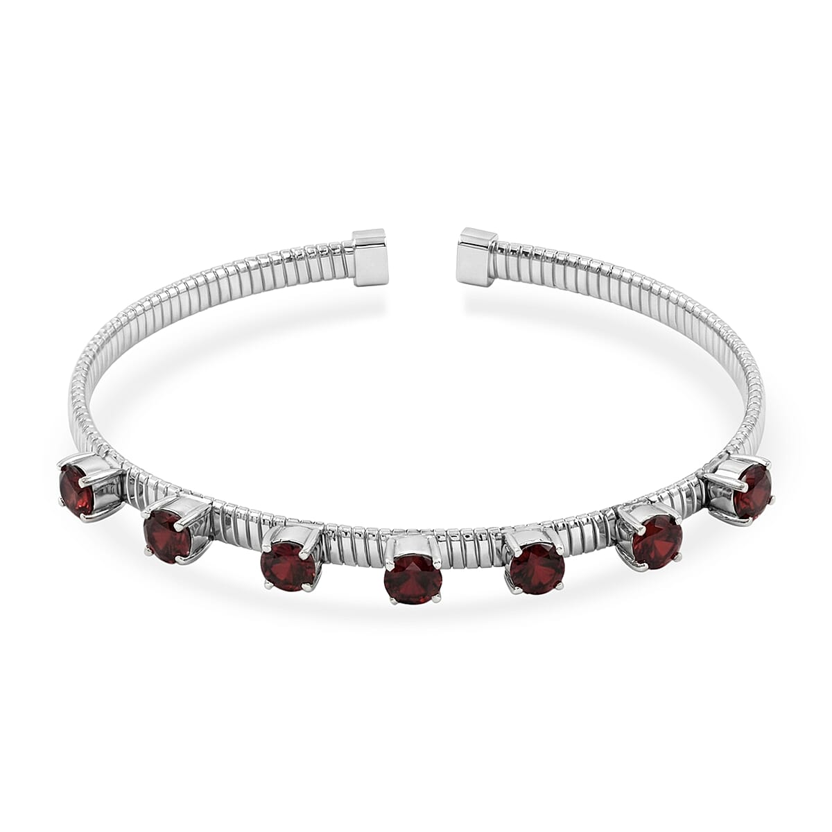 EverTrue Mozambique Garnet 4.25 ctw Cuff Bracelet in Stainless Steel (7.25 In) image number 0