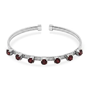 EverTrue Mozambique Garnet 4.25 ctw Cuff Bracelet in Stainless Steel (7.25 In)
