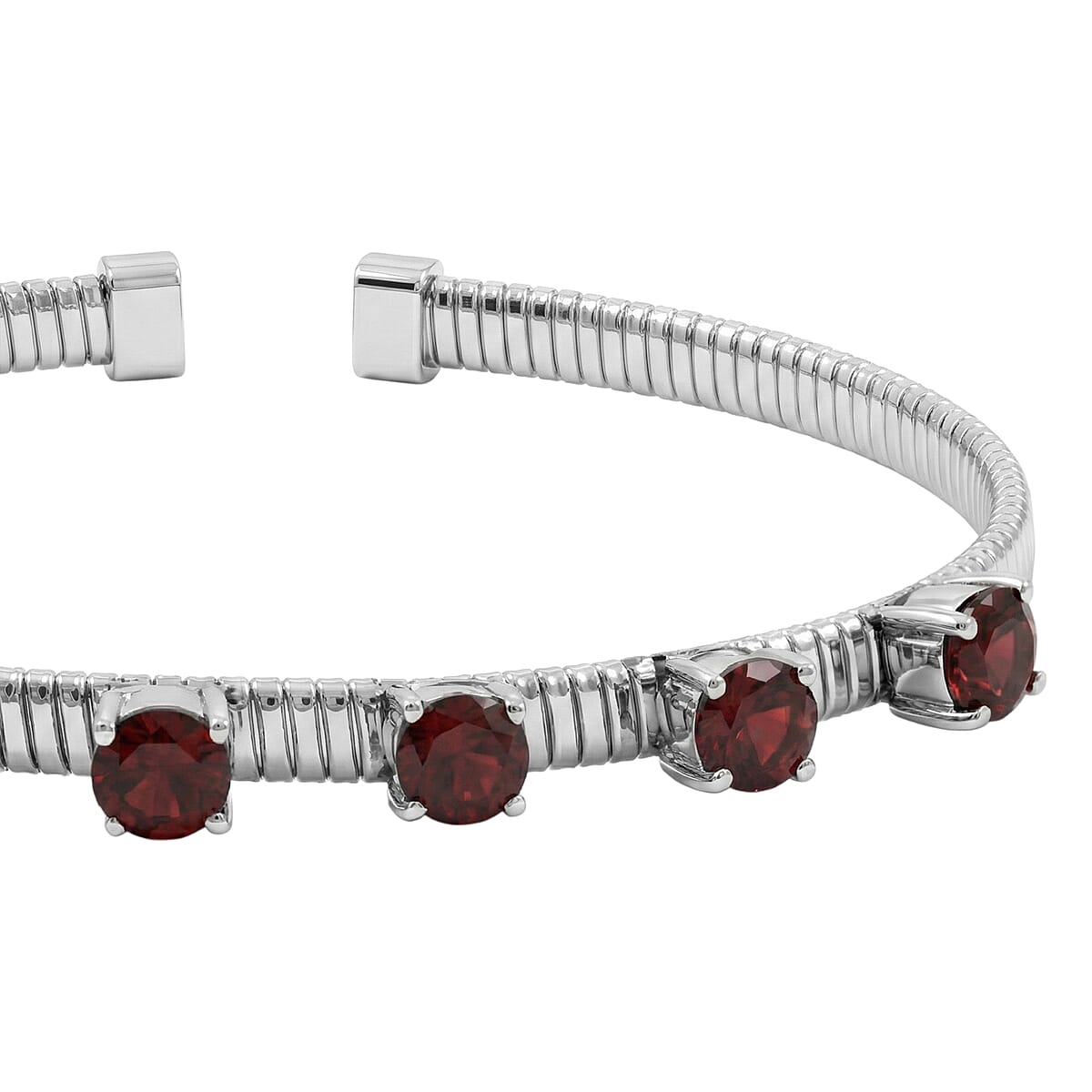 EverTrue Mozambique Garnet 4.25 ctw Cuff Bracelet in Stainless Steel (7.25 In) image number 3
