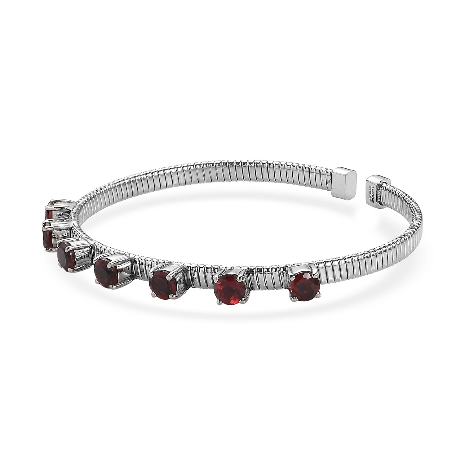 EverTrue Mozambique Garnet 4.25 ctw Cuff Bracelet in Stainless Steel (7.25 In)