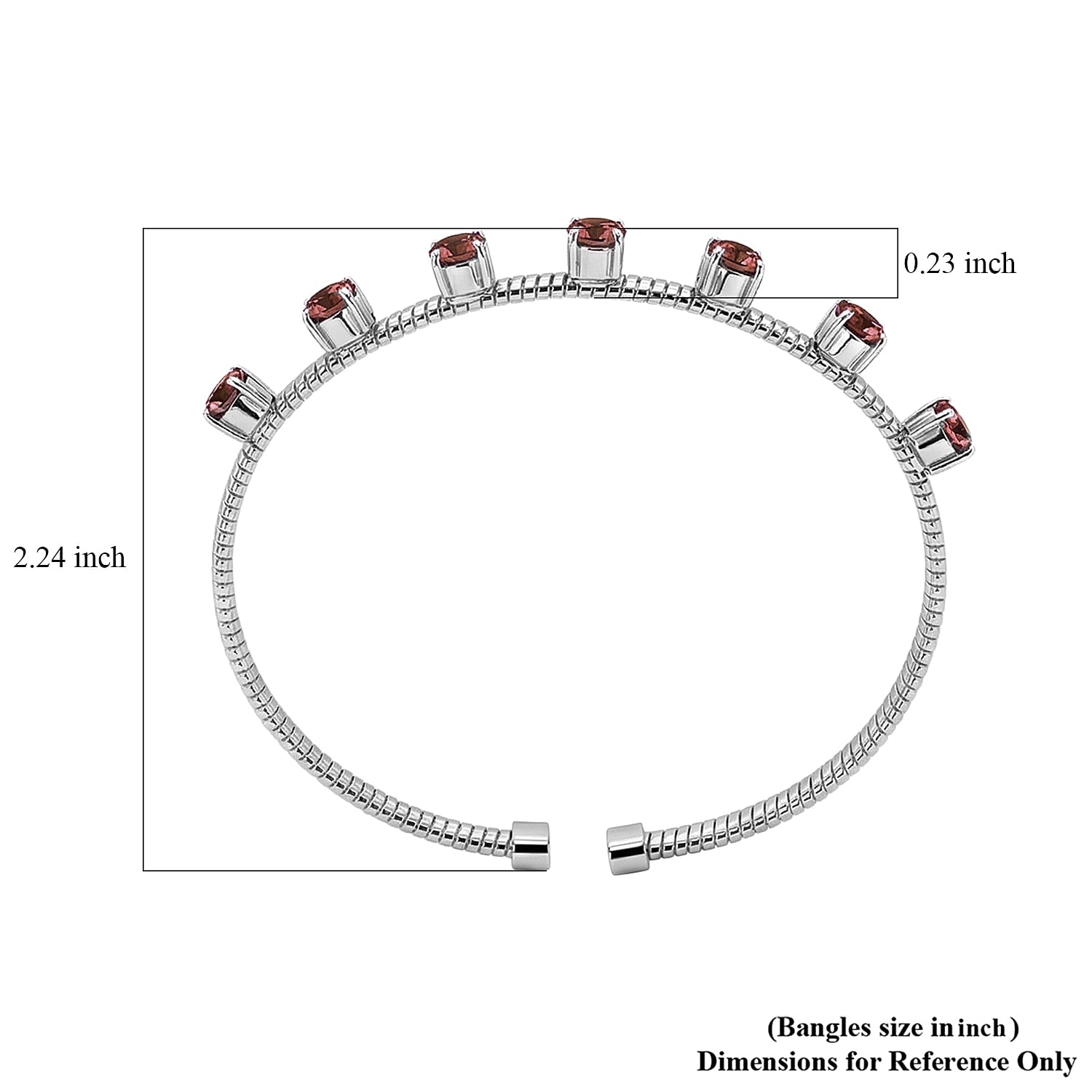 EverTrue Mozambique Garnet 4.25 ctw Cuff Bracelet in Stainless Steel (7.25 In)