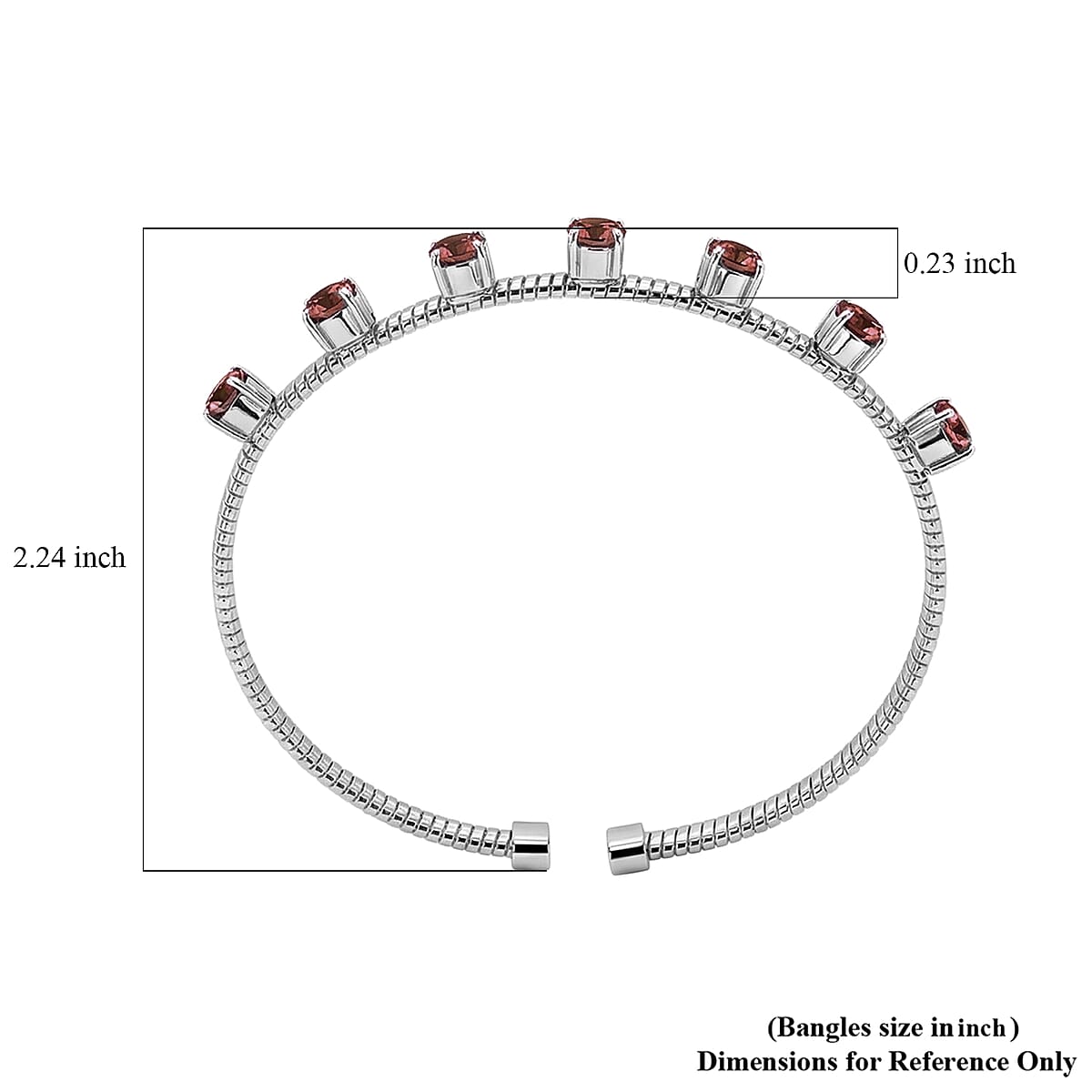 EverTrue Mozambique Garnet 4.25 ctw Cuff Bracelet in Stainless Steel (7.25 In) image number 4