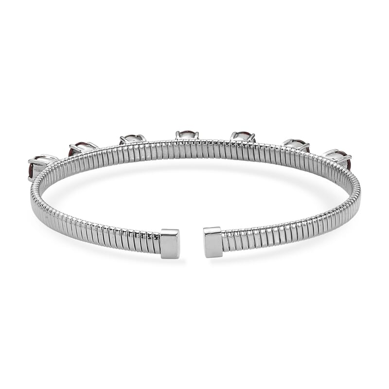 EverTrue Mozambique Garnet 4.25 ctw Cuff Bracelet in Stainless Steel (7.25 In)