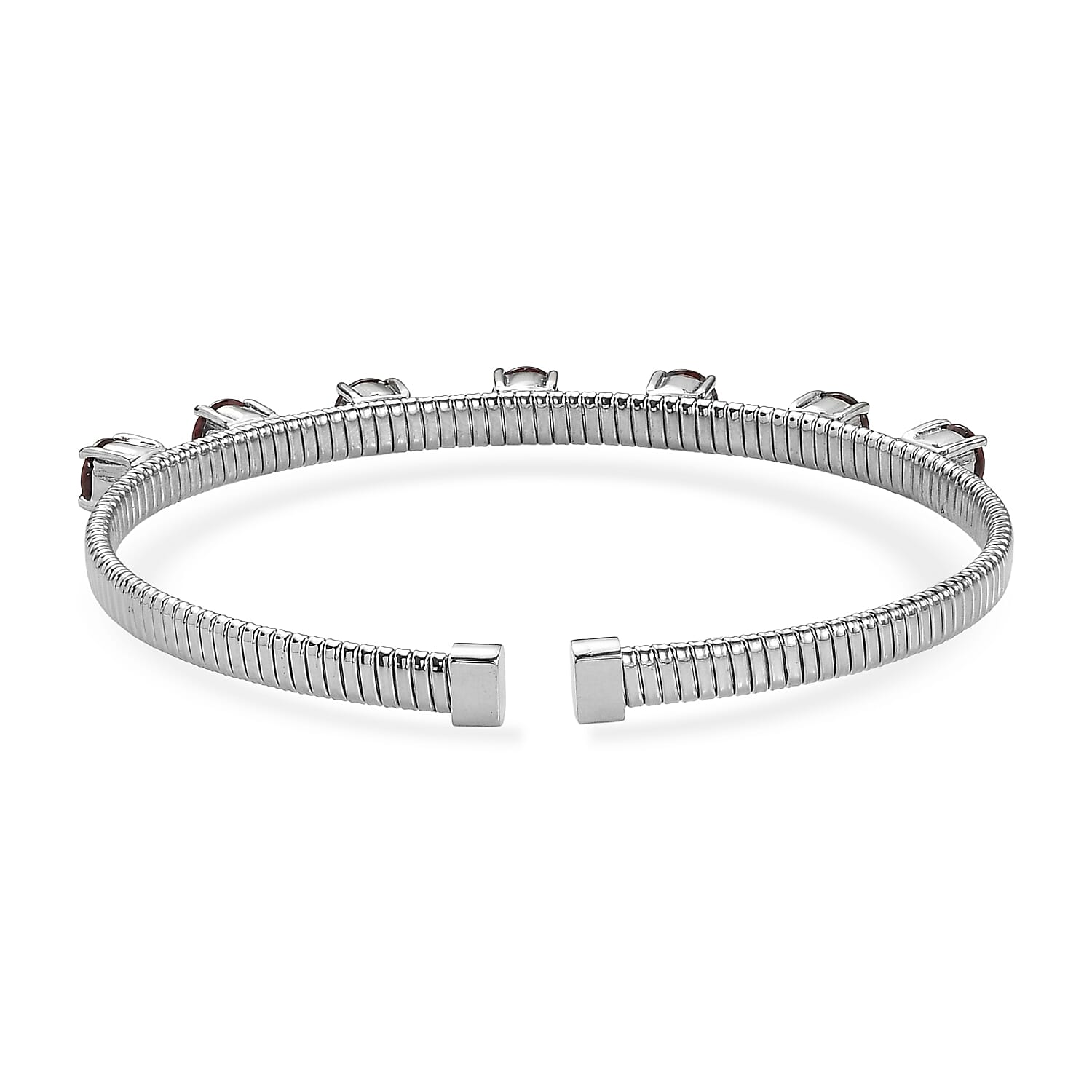 EverTrue Mozambique Garnet 4.25 ctw Cuff Bracelet in Stainless Steel (7.25 In)