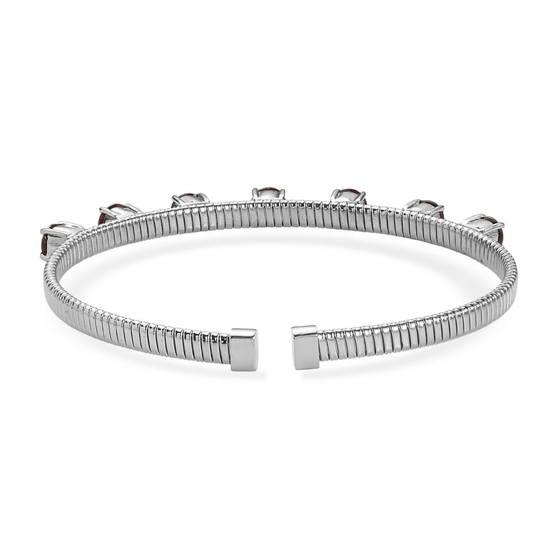 EverTrue Mozambique Garnet 4.25 ctw Cuff Bracelet in Stainless Steel (7.25 In)