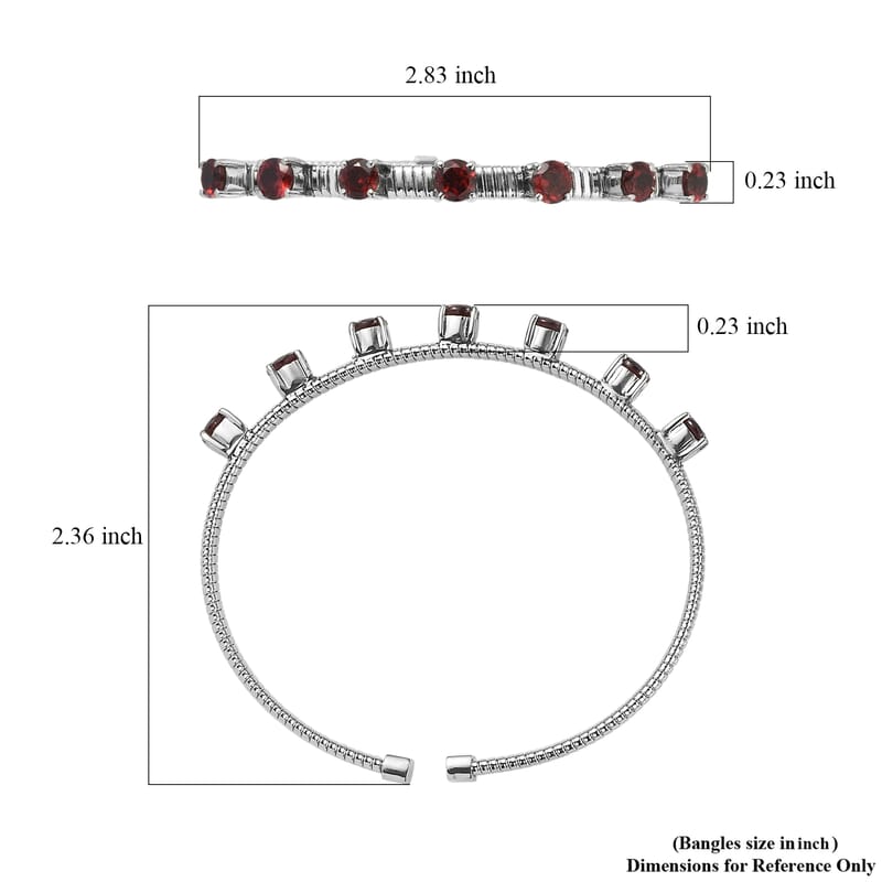 EverTrue Mozambique Garnet 4.25 ctw Cuff Bracelet in Stainless Steel (7.25 In)