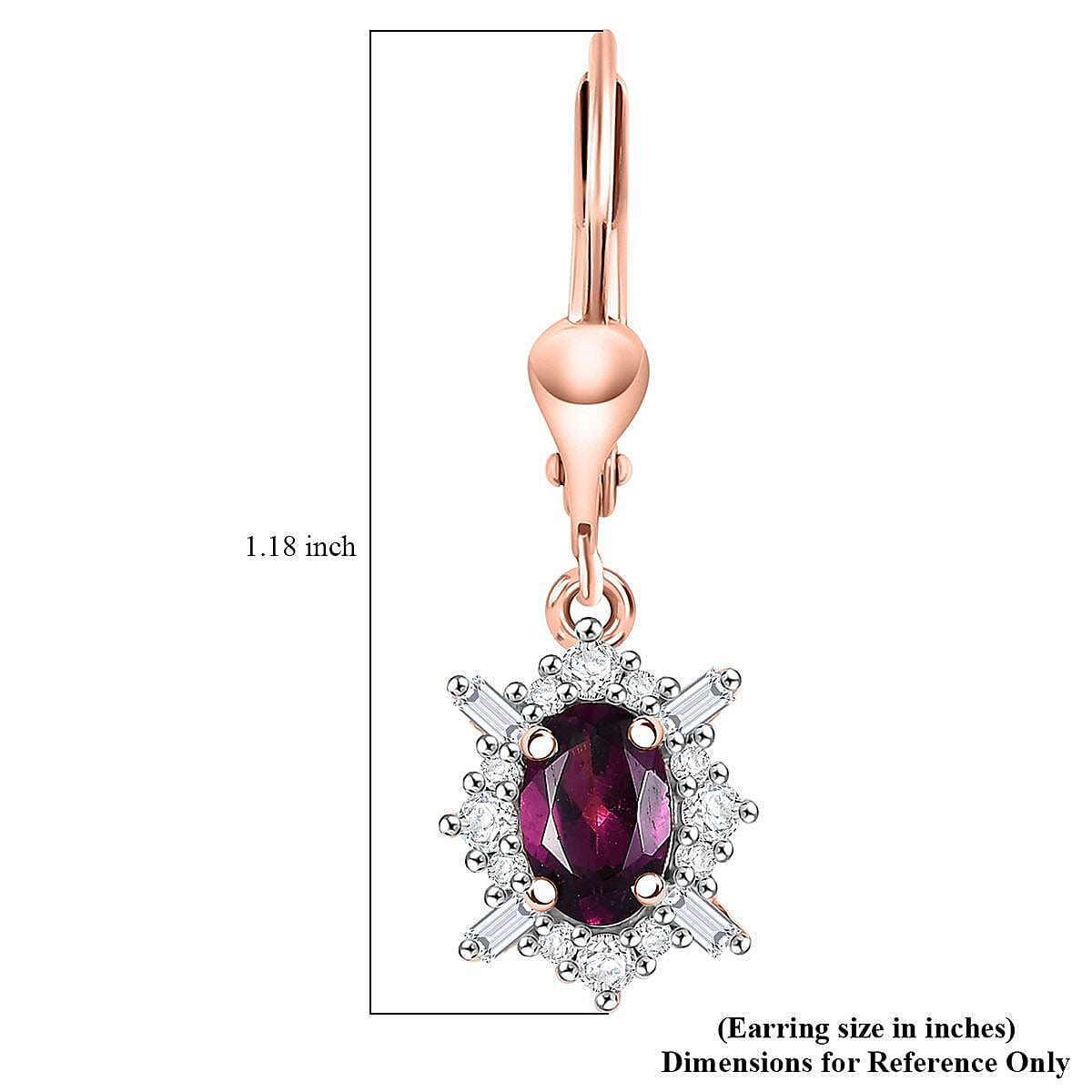 D'Joy AAA Radiant Ember Garnet and Moissanite 1.60 ctw Earrings in 18K Vermeil Rose Gold Over Sterling Silver image number 6