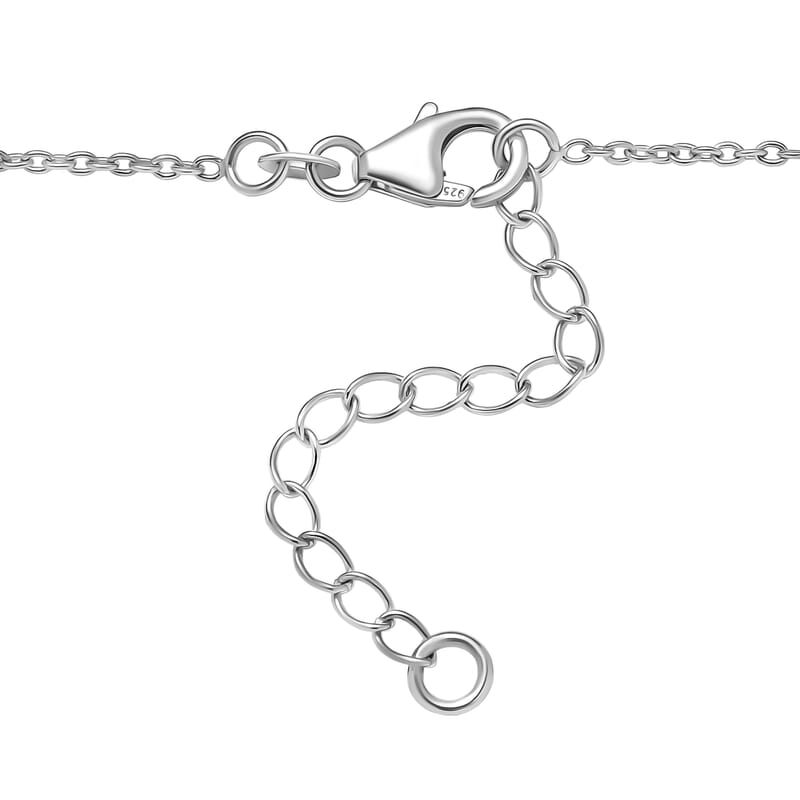 D'Joy Premium Grandidierite and Moissanite 7.95 ctw Art Deco Necklace in Rhodium Over Sterling Silver 18-20 Inches