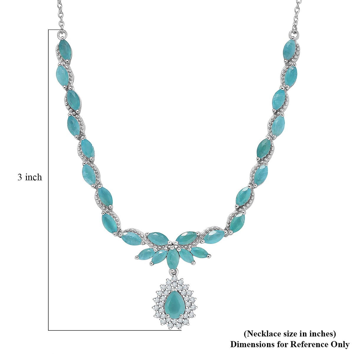 D'Joy Premium Grandidierite and Moissanite 7.95 ctw Art Deco Necklace in Rhodium Over Sterling Silver 18-20 Inches image number 5