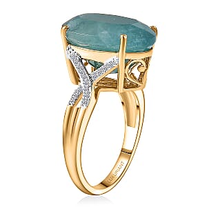 AAA Grandidierite, Lab Grown Diamond Art Deco Ring in 10K Yellow Gold 10.65 ctw (Size 10.0)