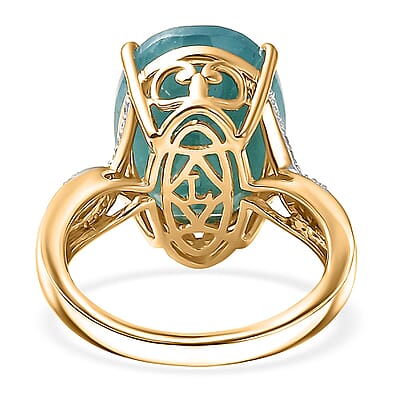 AAA Grandidierite, Lab Grown Diamond Art Deco Ring in 10K Yellow Gold 10.65 ctw (Size 11.0)