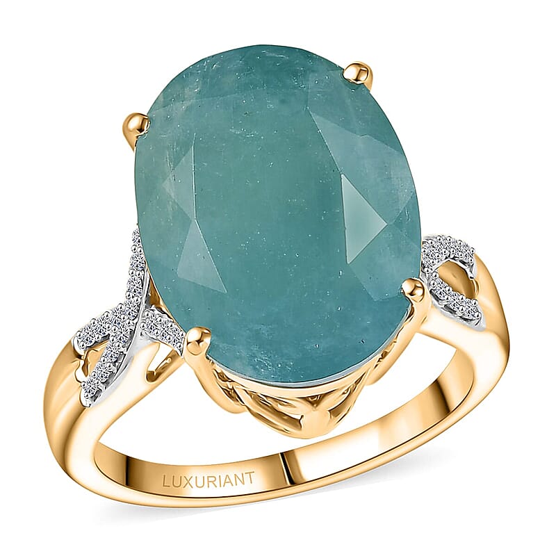 AAA Grandidierite, Lab Grown Diamond Art Deco Ring in 10K Yellow Gold 10.65 ctw (Size 5.0)