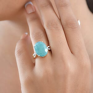 AAA Grandidierite, Lab Grown Diamond Art Deco Ring in 10K Yellow Gold 10.65 ctw (Size 6.5)