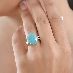 AAA Grandidierite, Lab Grown Diamond Art Deco Ring in 10K Yellow Gold 10.65 ctw (Size 8.0)