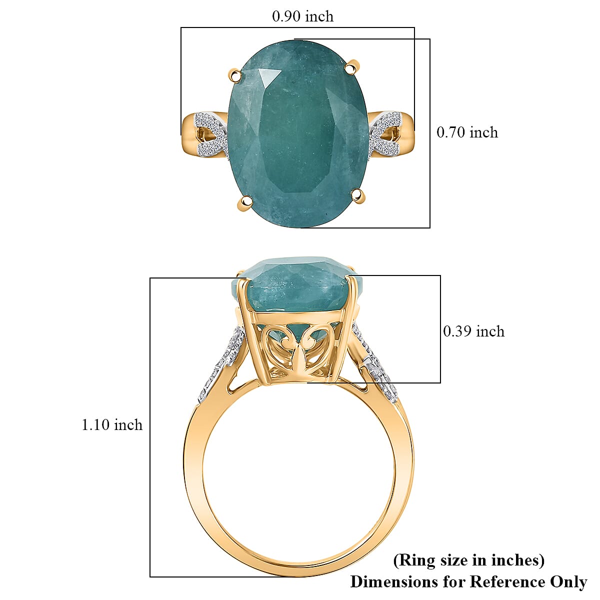 AAA Grandidierite, Lab Grown Diamond Art Deco Ring in 10K Yellow Gold 10.65 ctw (Size 8.0) image number 5