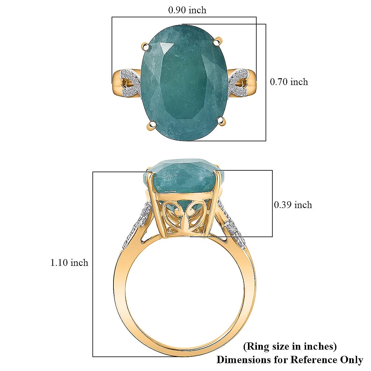 AAA Grandidierite, Lab Grown Diamond Art Deco Ring in 10K Yellow Gold 10.65 ctw (Size 8.5) image number 5