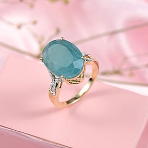 AAA Grandidierite, Lab Grown Diamond Art Deco Ring in 10K Yellow Gold 10.65 ctw (Size 9.0)