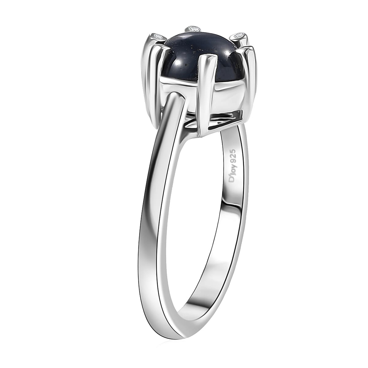 Doorbuster D'Joy Premium Blue Star Sapphire (DF) and Moissanite 3.50 ctw Galaxy Ring in Rhodium Over Sterling Silver (Size 10.0) image number 3