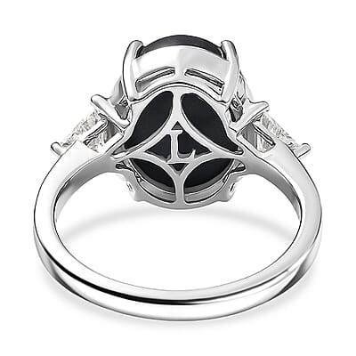 AAA Blue Star Sapphire, Lab Grown Diamond Astra Ring in 10K White Gold 7.60 ctw (Size 12.0)