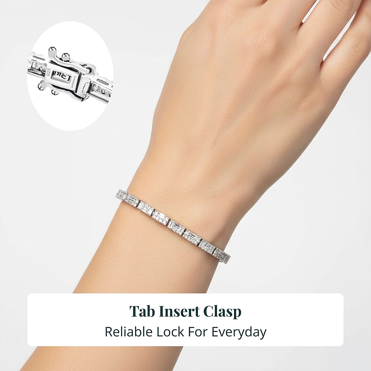 Doorbuster Luxuriant Lab Grown Diamond G-H SI 3.00 ctw Art Deco Bracelet in Rhodium Over Sterling Silver (6.50 In) image number 5