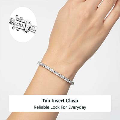 Luxuriant Lab Grown Diamond G-H SI 3.00 ctw Art Deco Bracelet in Rhodium Over Sterling Silver (6.50 In)