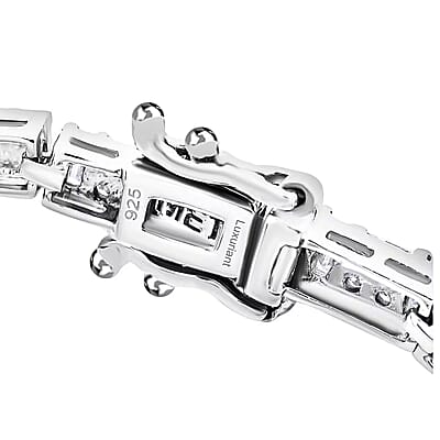 Luxuriant Lab Grown Diamond G-H SI 3.00 ctw Art Deco Bracelet in Rhodium Over Sterling Silver (6.50 In)