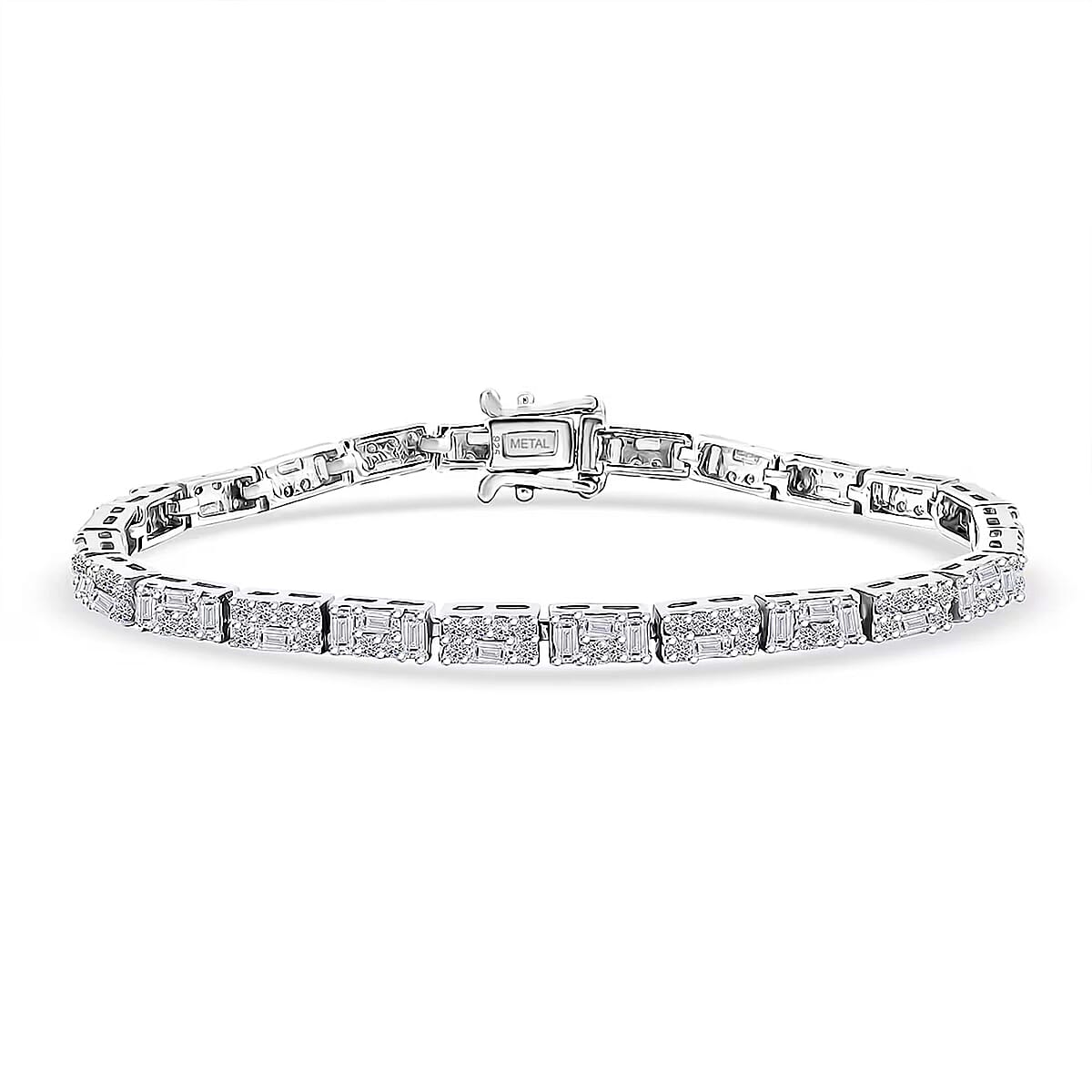  Luxuriant Lab Grown Diamond G-H SI 3.00 ctw Art Deco Bracelet in Rhodium Over Sterling Silver (7.25 In) image number 0