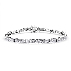 Luxuriant Lab Grown Diamond G-H SI 3.00 ctw Art Deco Bracelet in Rhodium Over Sterling Silver (7.25 In)