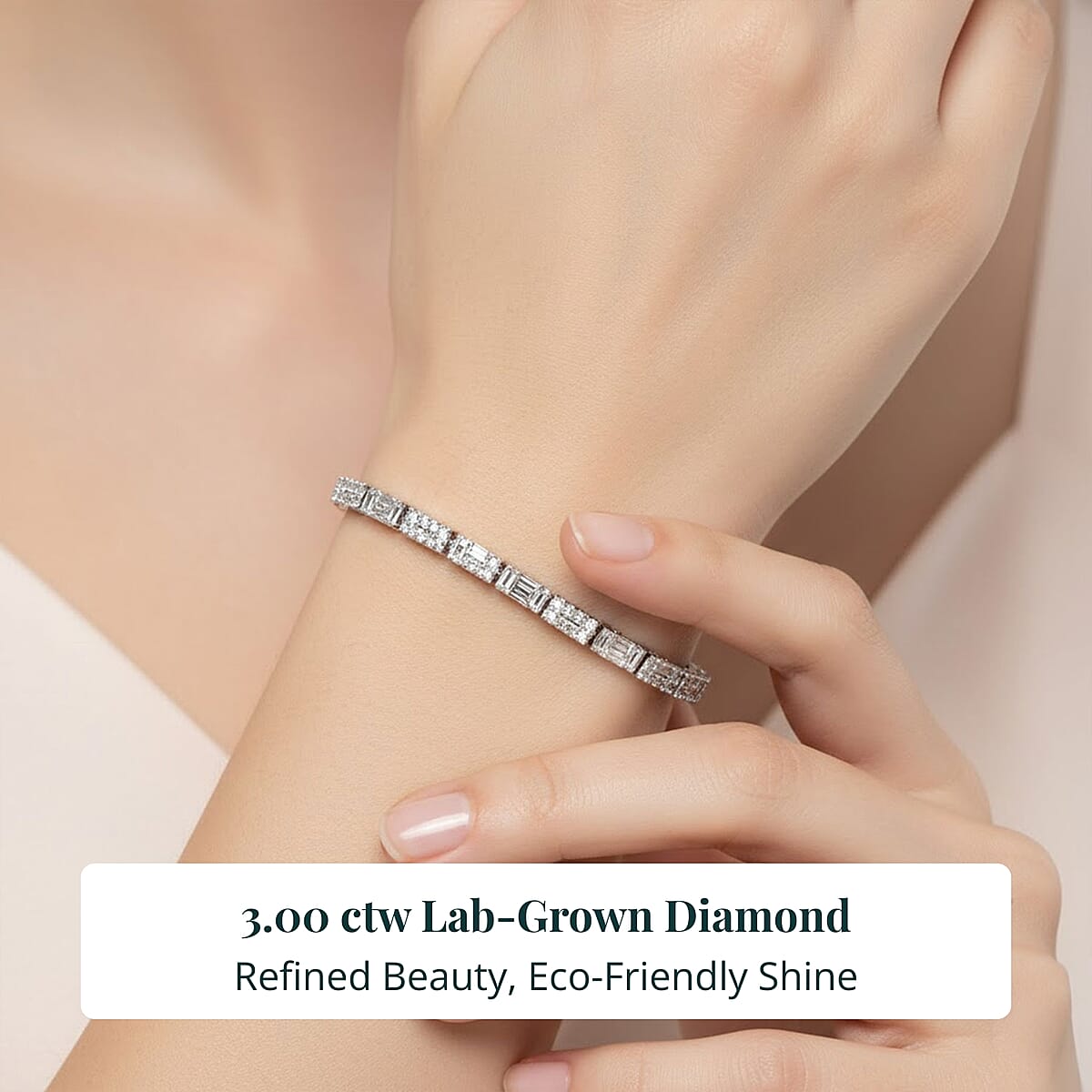  Luxuriant Lab Grown Diamond G-H SI 3.00 ctw Art Deco Bracelet in Rhodium Over Sterling Silver (7.25 In) image number 1