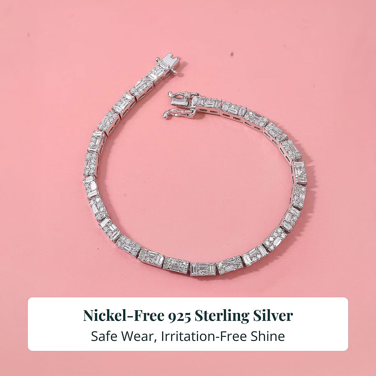  Luxuriant Lab Grown Diamond G-H SI 3.00 ctw Art Deco Bracelet in Rhodium Over Sterling Silver (7.25 In) image number 2