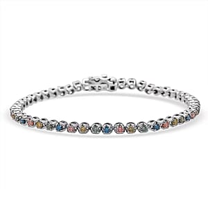 Doorbuster Luxuriant Lab Grown Multi Diamond (IR) SI 2.20 ctw Aurora Radiance Bracelet in Rhodium Over Sterling Silver (6.50 In)