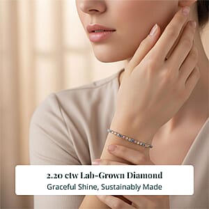 Doorbuster Luxuriant Lab Grown Multi Diamond (IR) SI 2.20 ctw Aurora Radiance Bracelet in Rhodium Over Sterling Silver (6.50 In)