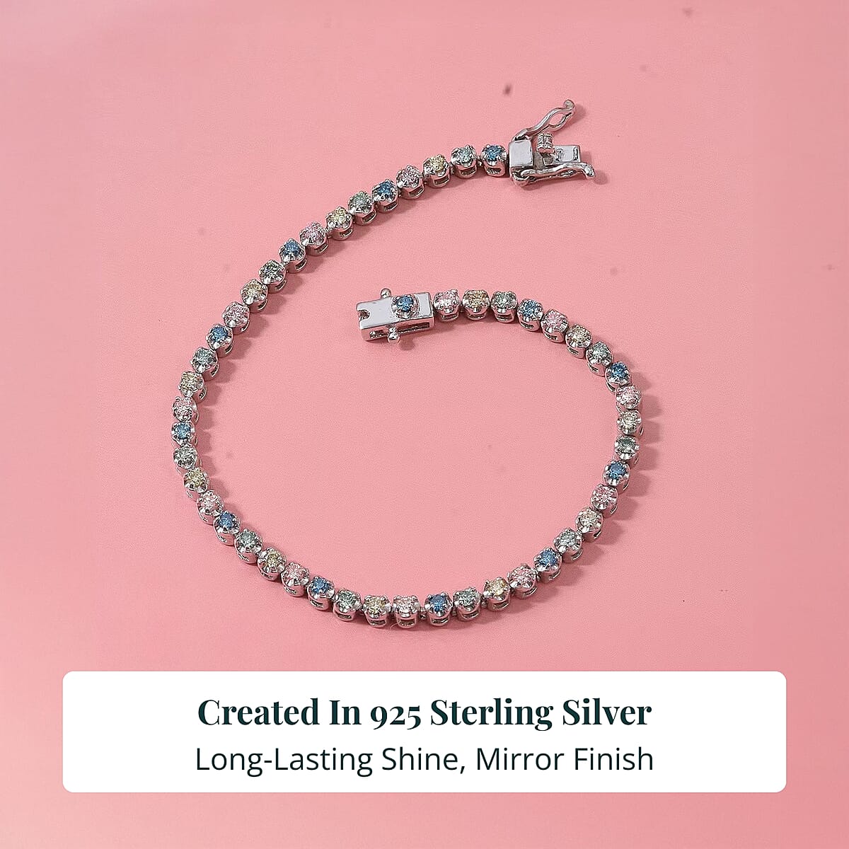 Doorbuster Luxuriant Lab Grown Multi Diamond (IR) SI 2.20 ctw Aurora Radiance Bracelet in Rhodium Over Sterling Silver (6.50 In) image number 2