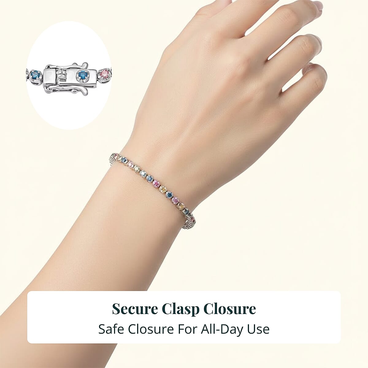 Doorbuster Luxuriant Lab Grown Multi Diamond (IR) SI 2.20 ctw Aurora Radiance Bracelet in Rhodium Over Sterling Silver (6.50 In) image number 5