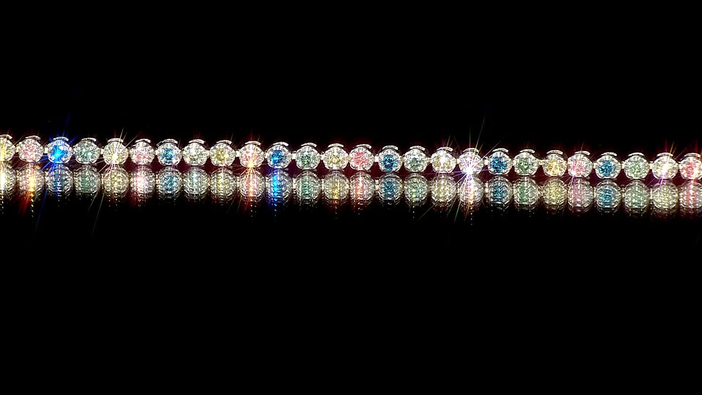 Luxuriant Lab Grown Multi Diamond (SI) Bracelet in Rhodium Over Sterling Silver (6.50 In) 2.20 ctw