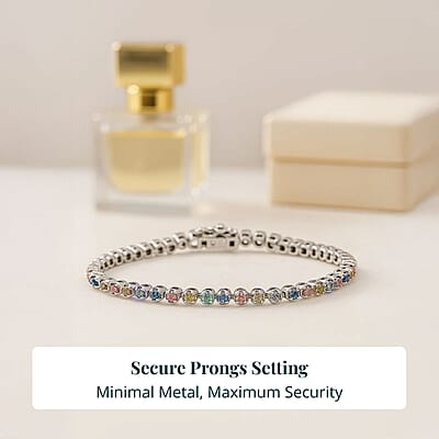 Luxuriant Lab Grown Multi Diamond (IR) SI 2.20 ctw Aurora Radiance Bracelet in Rhodium Over Sterling Silver (7.25 In)