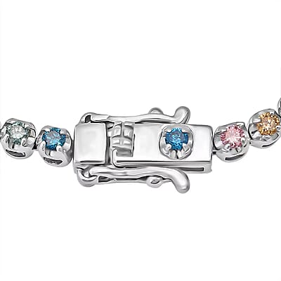 Luxuriant Lab Grown Multi Diamond (IR) SI 2.20 ctw Aurora Radiance Bracelet in Rhodium Over Sterling Silver (7.25 In)