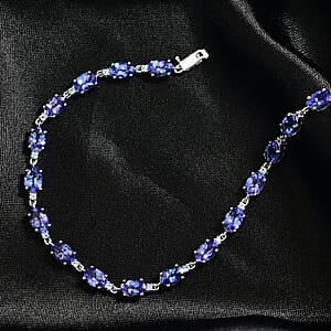 Doorbuster Luxoro AAA Tanzanite and Paraiba Tourmaline 8.85 ctw Ocean Royale Bracelet in 10K White Gold (7.25 In)