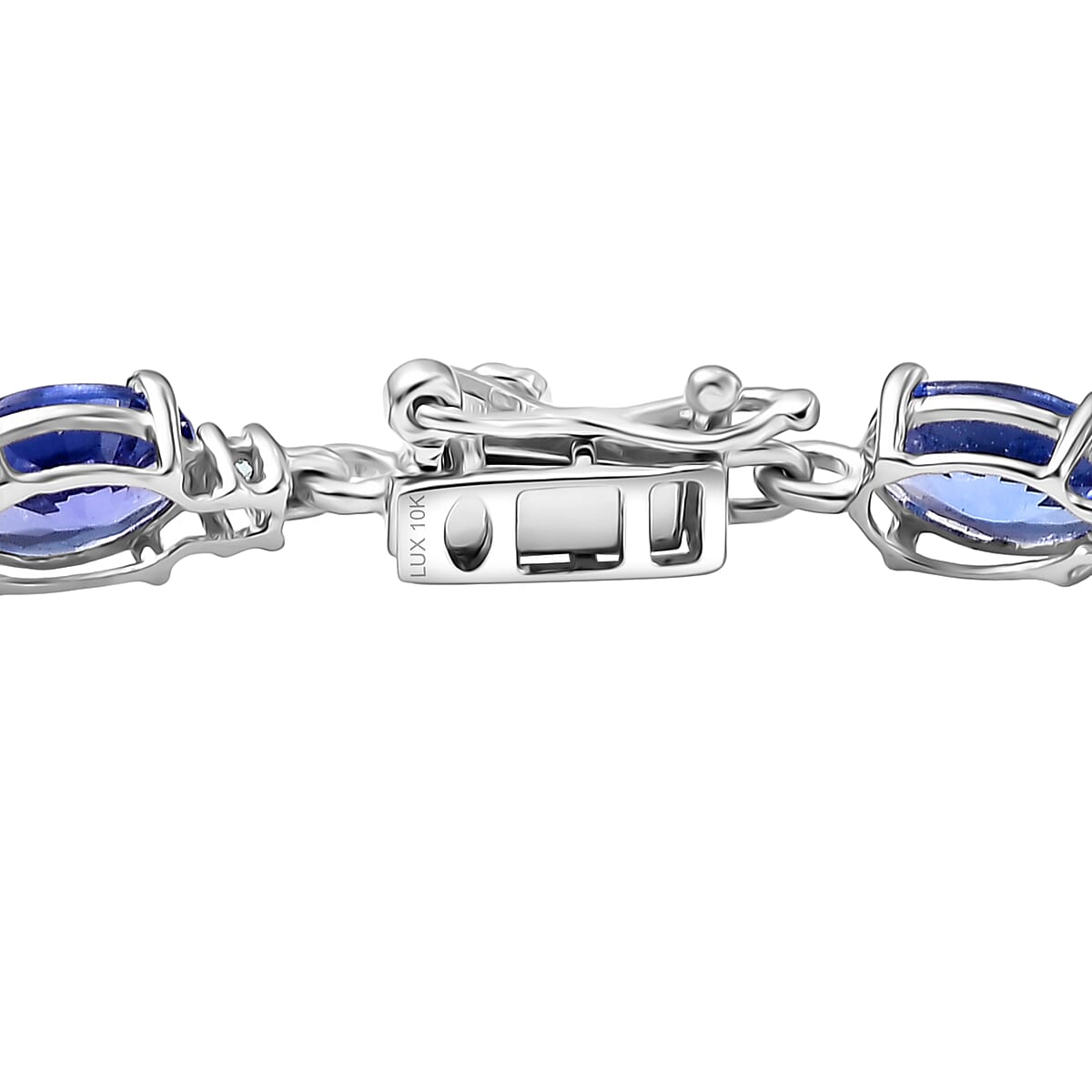 Doorbuster Luxoro AAA Tanzanite and Paraiba Tourmaline 8.85 ctw Ocean Royale Bracelet in 10K White Gold (7.25 In) image number 3
