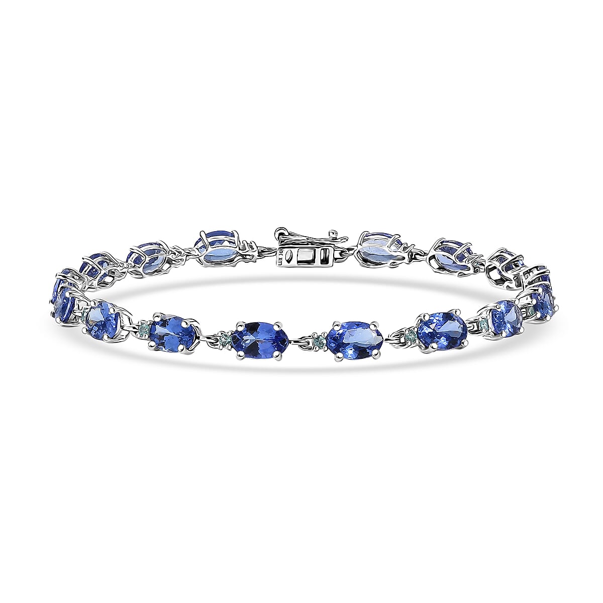 Luxoro AAA Tanzanite and Paraiba Tourmaline 7.90 ctw Ocean Royale Bracelet in 10K White Gold (6.50 In) image number 0