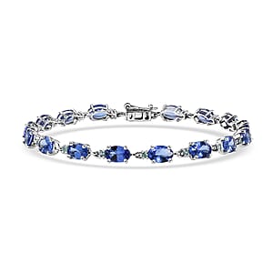 Luxoro AAA Tanzanite and Paraiba Tourmaline 7.90 ctw Ocean Royale Bracelet in 10K White Gold (6.50 In)