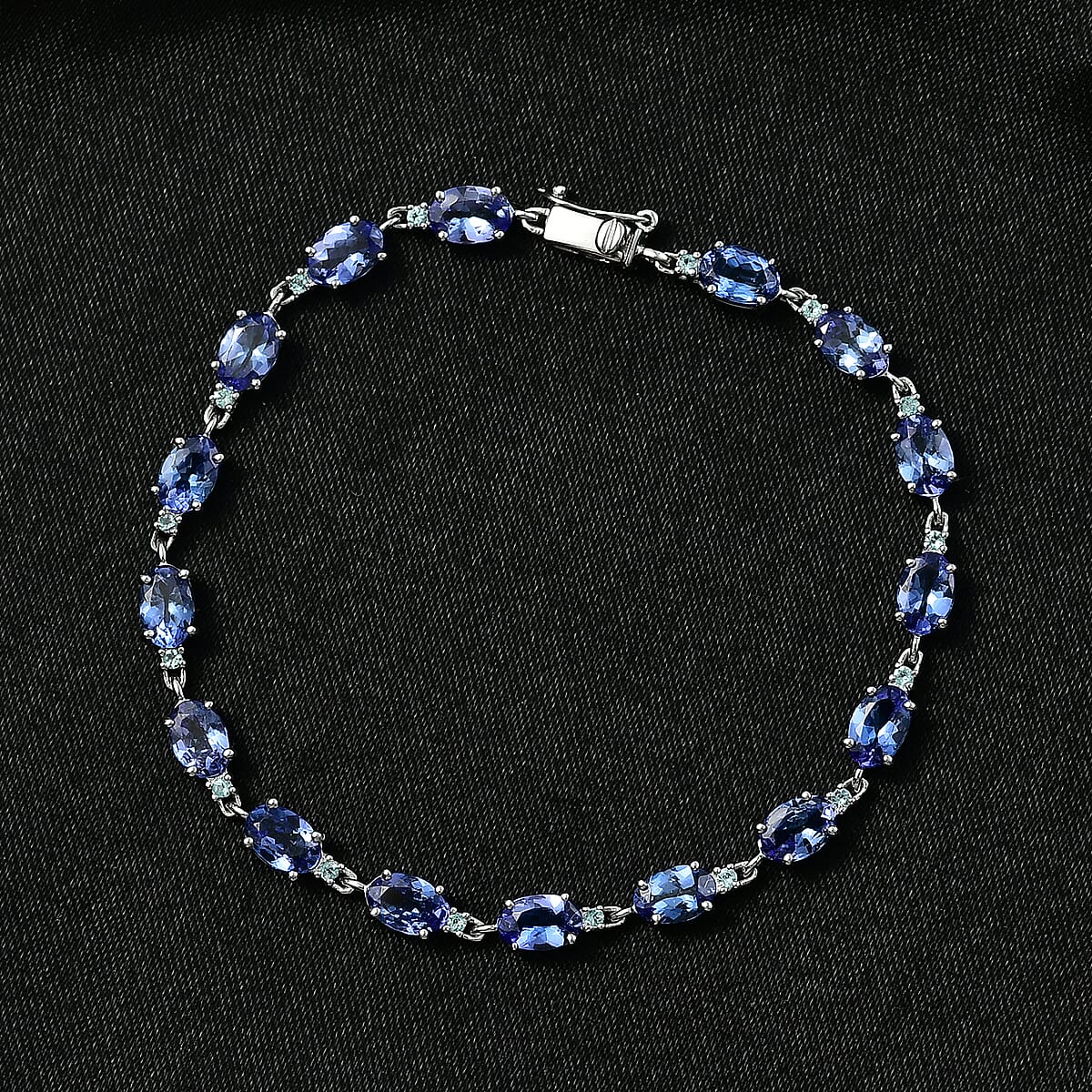 Luxoro AAA Tanzanite and Paraiba Tourmaline 7.90 ctw Ocean Royale Bracelet in 10K White Gold (6.50 In) image number 1