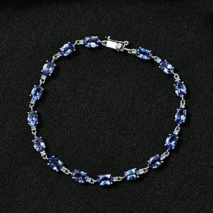 Luxoro AAA Tanzanite and Paraiba Tourmaline 7.90 ctw Ocean Royale Bracelet in 10K White Gold (6.50 In)