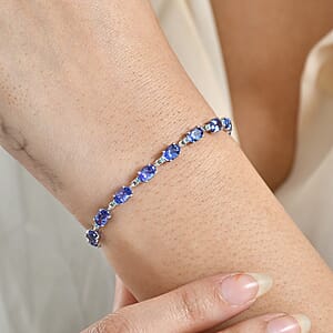 Luxoro AAA Tanzanite and Paraiba Tourmaline 7.90 ctw Ocean Royale Bracelet in 10K White Gold (6.50 In)