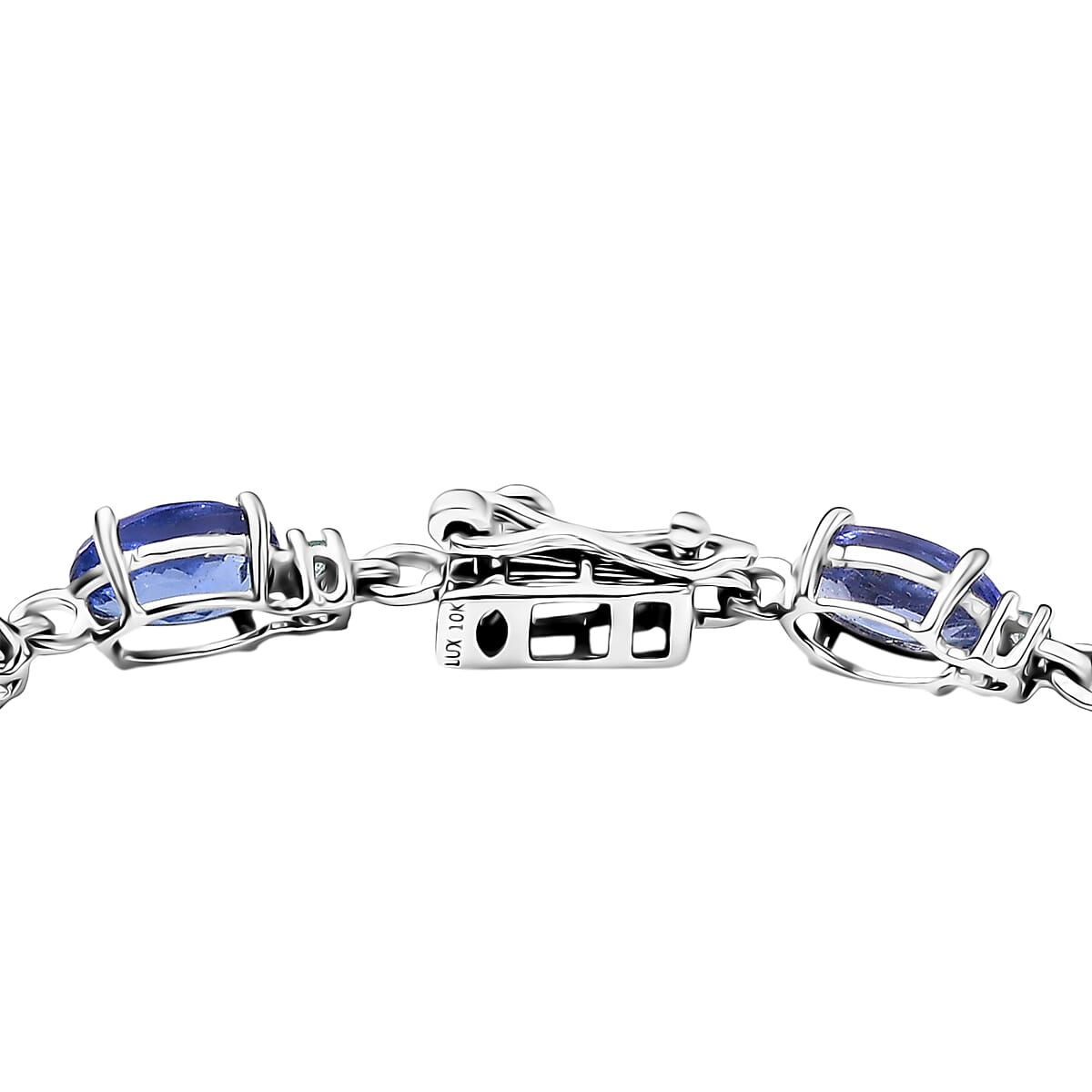 Luxoro AAA Tanzanite and Paraiba Tourmaline 7.90 ctw Ocean Royale Bracelet in 10K White Gold (6.50 In) image number 3