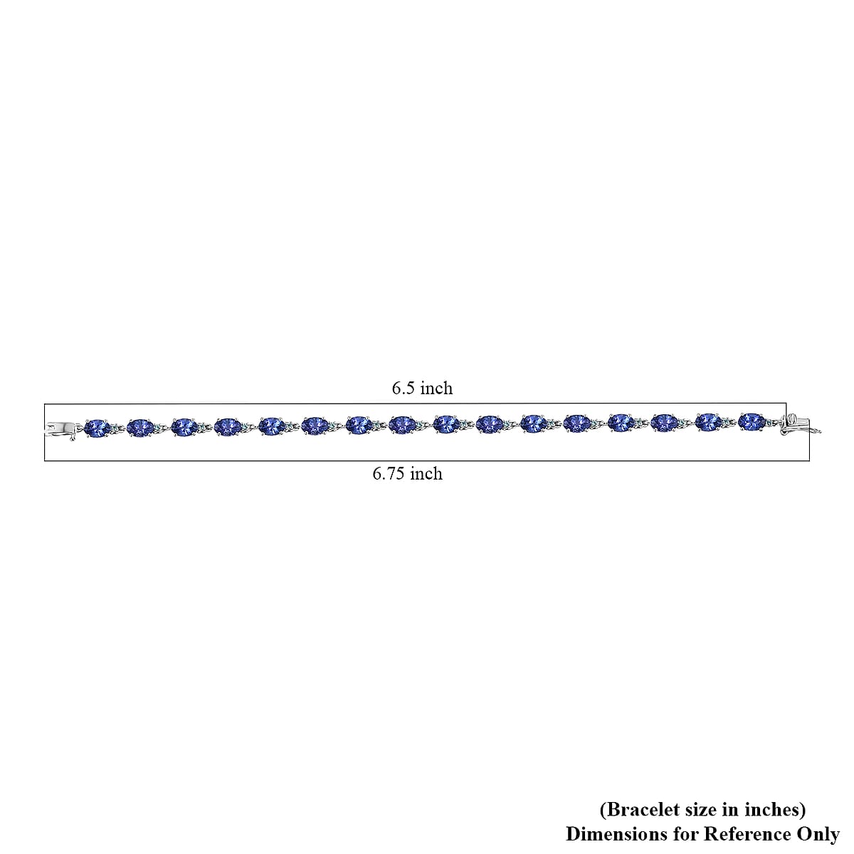 Luxoro AAA Tanzanite and Paraiba Tourmaline 7.90 ctw Ocean Royale Bracelet in 10K White Gold (6.50 In) image number 4
