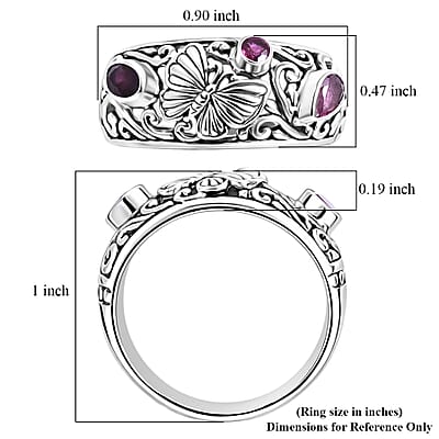 D'Joy Bali Legacy Niassa Ruby (FF) 0.80 ctw Butterfly Ring in Sterling Silver (Size 6.0)