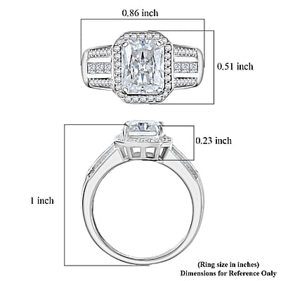 D'Joy Moissanite Art Deco Ring in Rhodium Over Sterling Silver 3.10 ctw (Size 10.0)